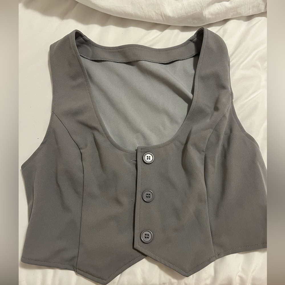 Gray cropped vest
